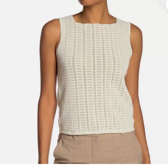 Theory Crochet Top Minimalist Quiet Luxury Coastal Cottagecore - Picture 1 of 12